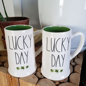Rae Dunn Lucky Day Beer Stein Pair